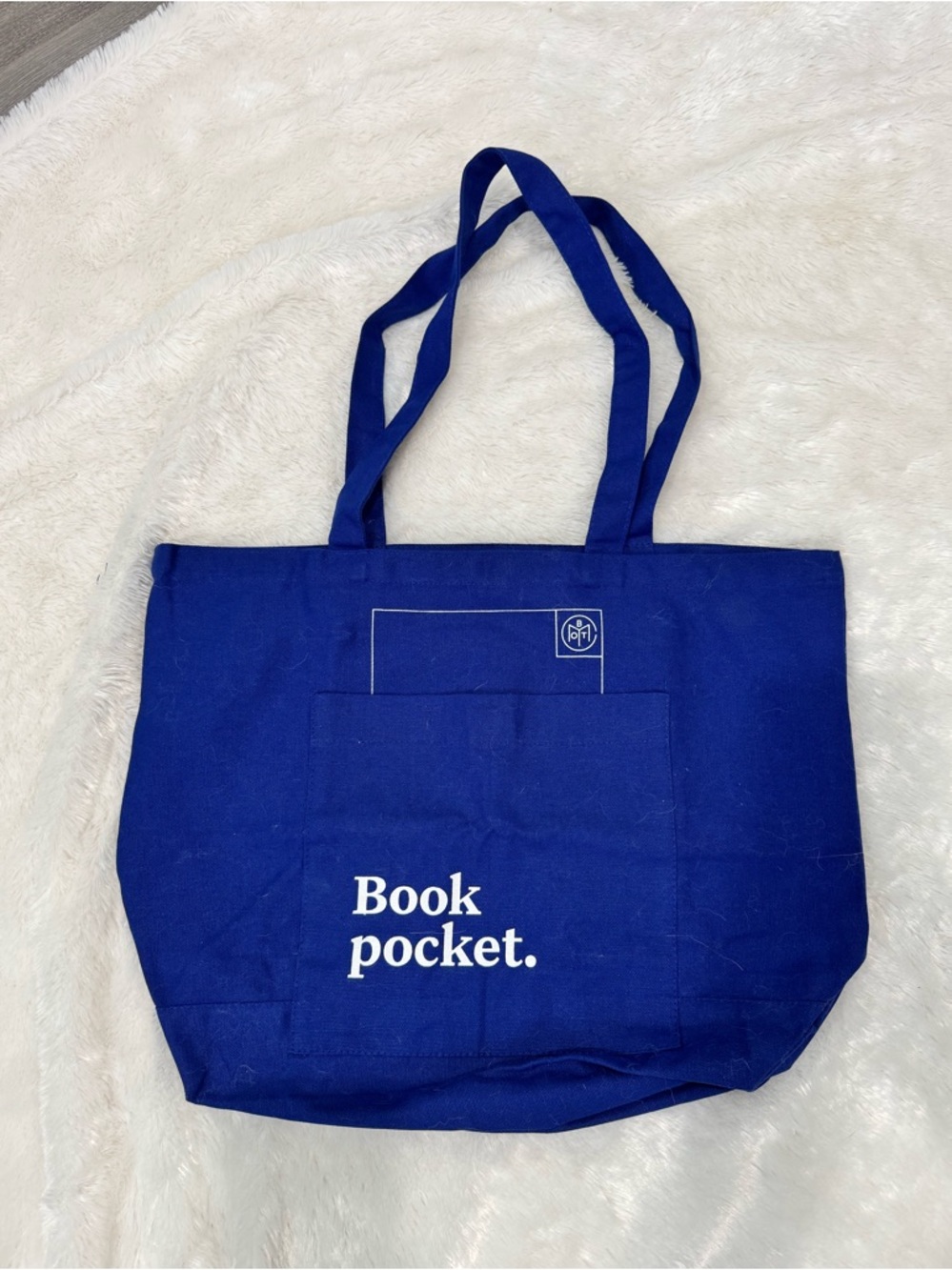Book of the Month (BOTM) Blue 'Book Pocket' Canvas Tote Bag
